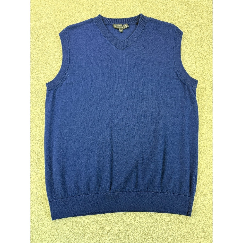 Hart Schaffner Marx Men LARGE Extra Fine Merino Wool Sweater Vest Classic Preppy